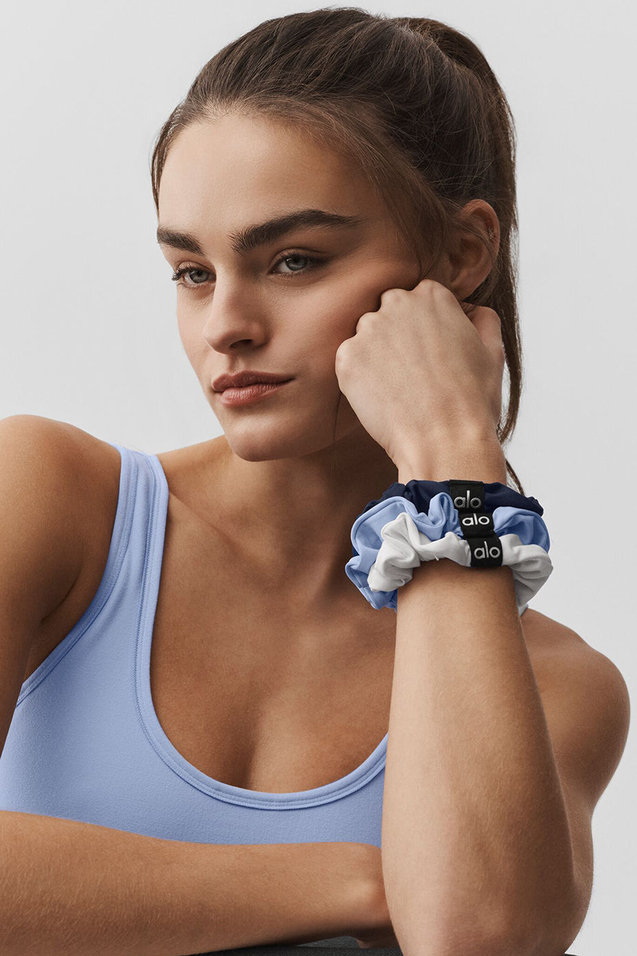 Fresh Mini Scrunchie 3-Pack - Light Provence Blue/Navy/White--0