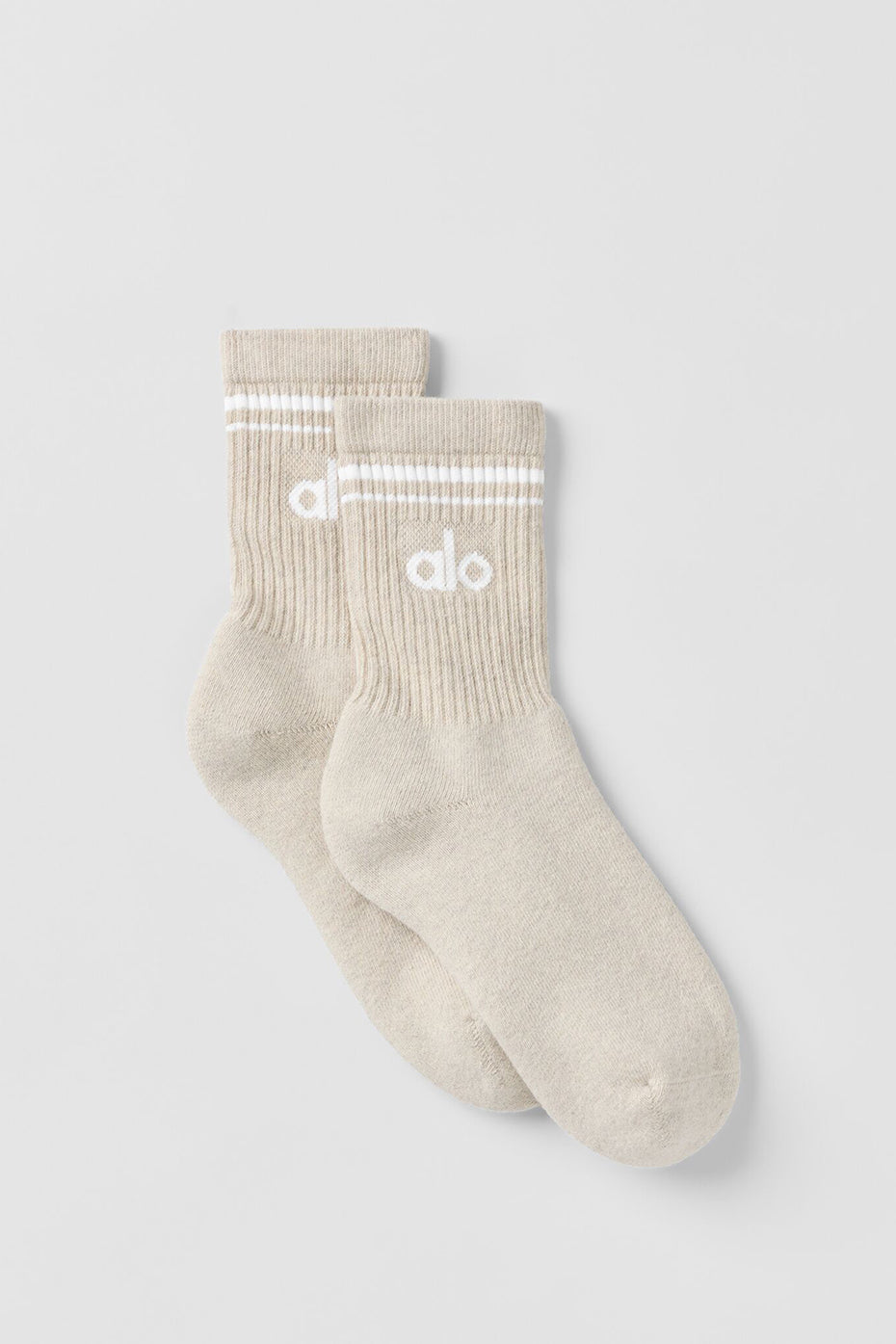 Unisex Half-Crew Throwback Sock - Oatmeal Heather/White--0