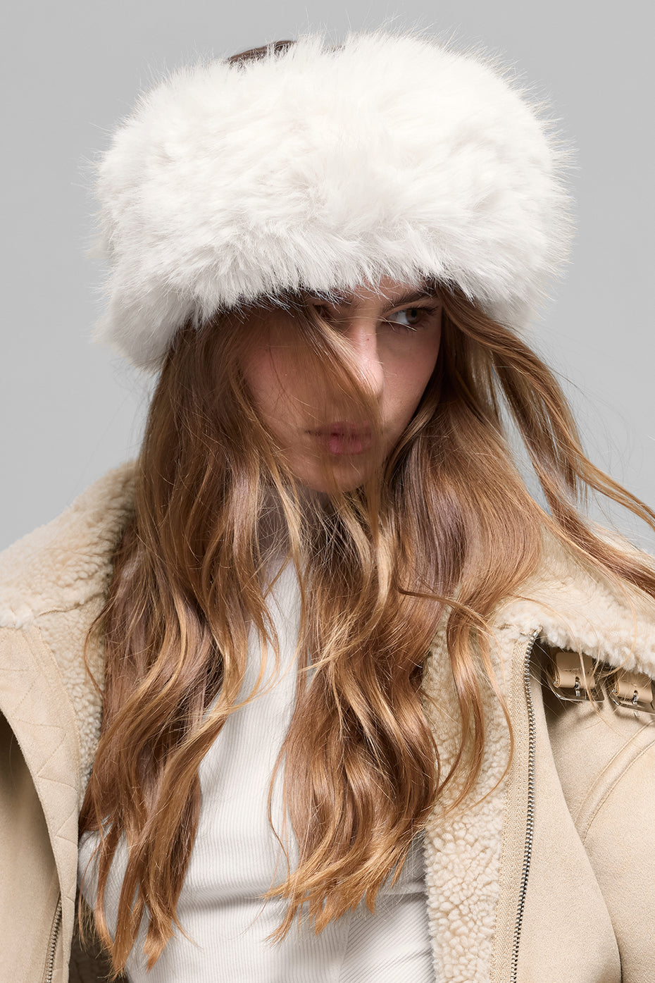 Opulent Faux Fur Wintersun Headband - Ivory--0