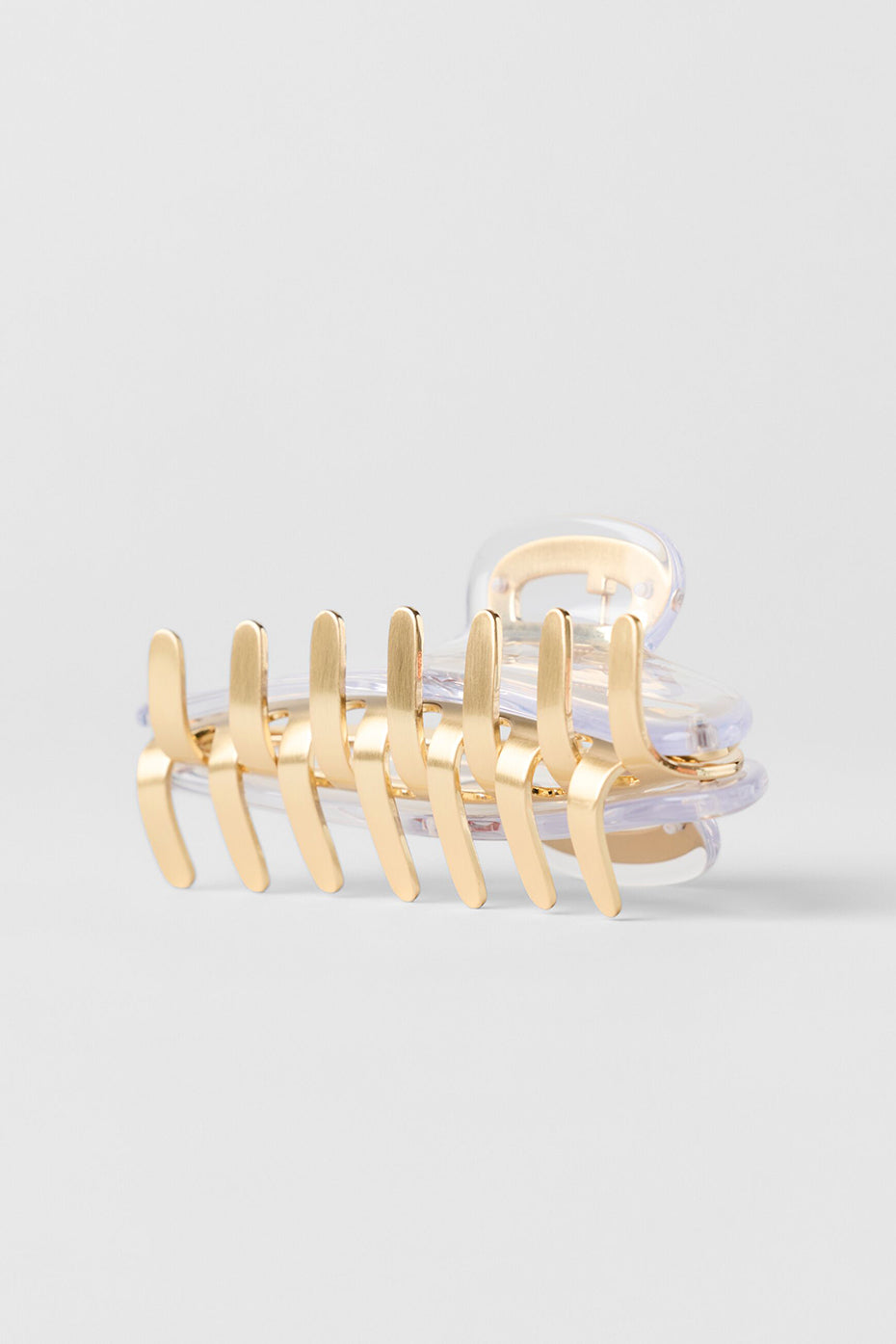 Acrylic Illusion Claw Clip - Clear/Brushed Gold--3