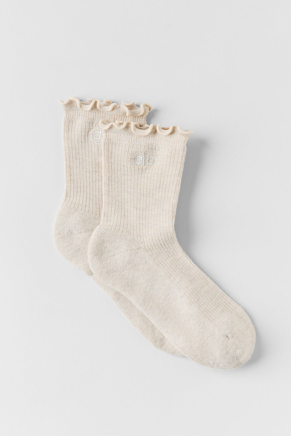 Women's Lettuce Edge Sock - Oatmeal Heather--1