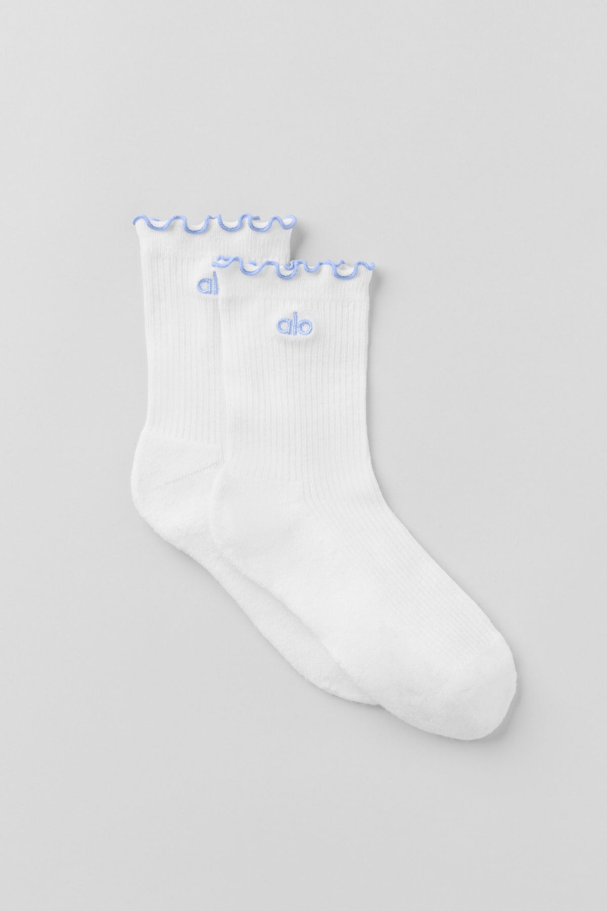 Women's Lettuce Edge Sock - White/Light Provence Blue--0