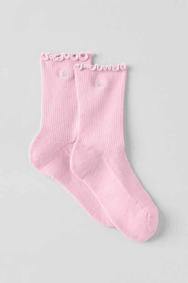 Women's Lettuce Edge Sock - Pink Marshmallow