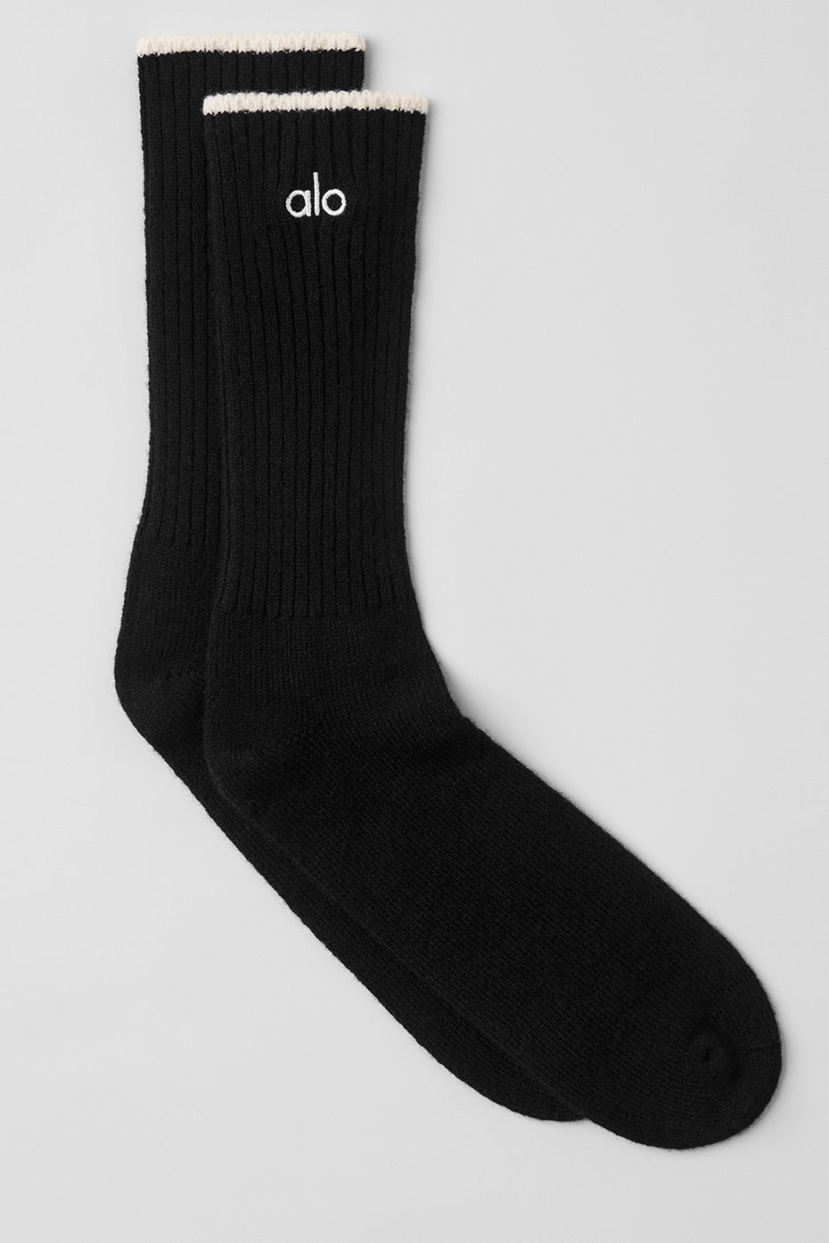 Unisex Wool Cashmere Light Frosted Sock - Black/Ivory--0