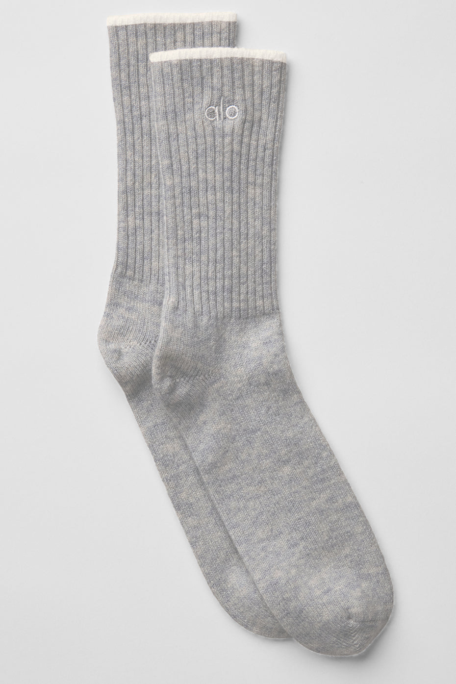 Unisex Wool Cashmere Light Frosted Sock - Light Heather Grey/Ivory--0
