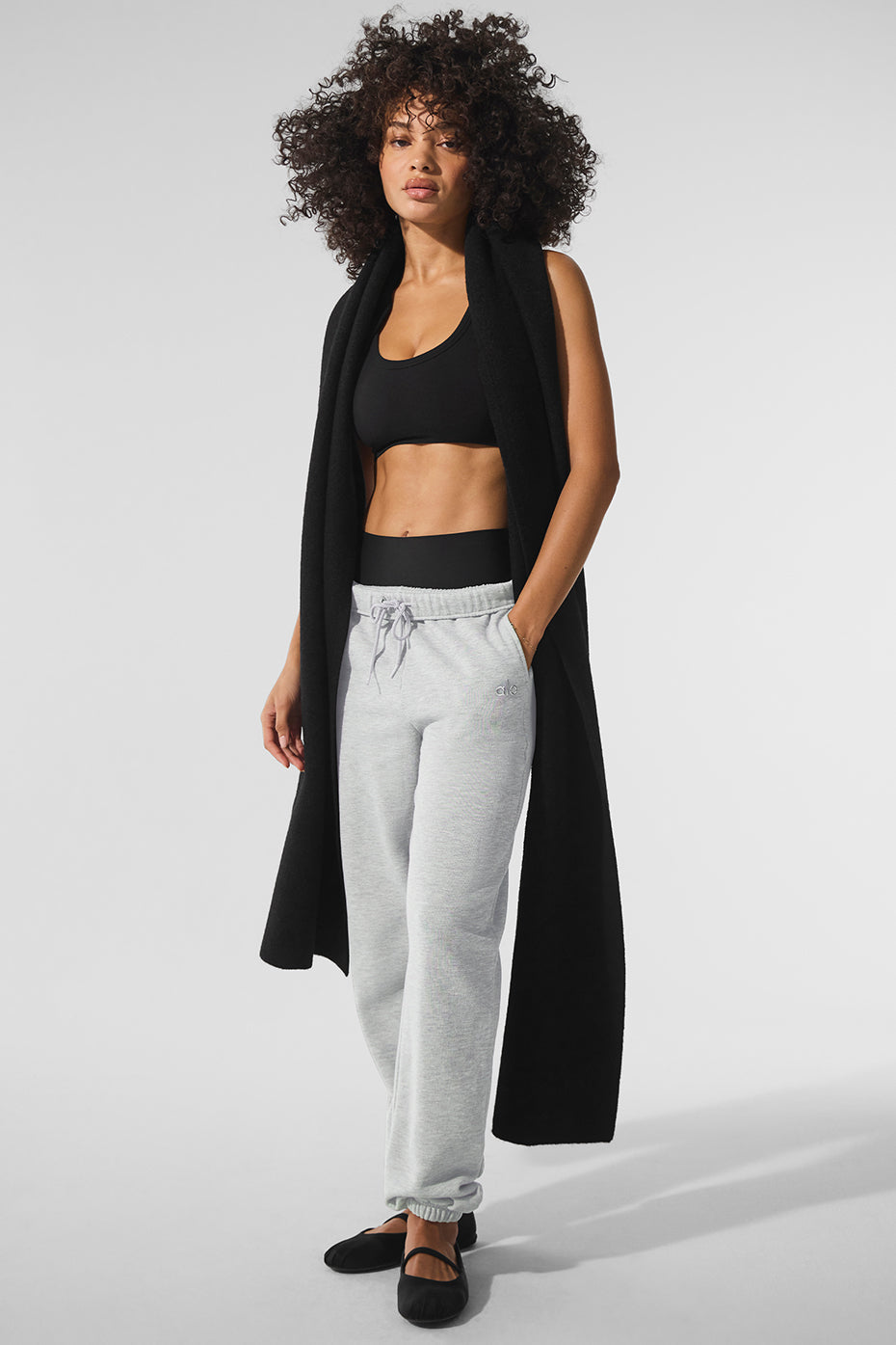 Merino Wool Oversized Scarf - Black--0