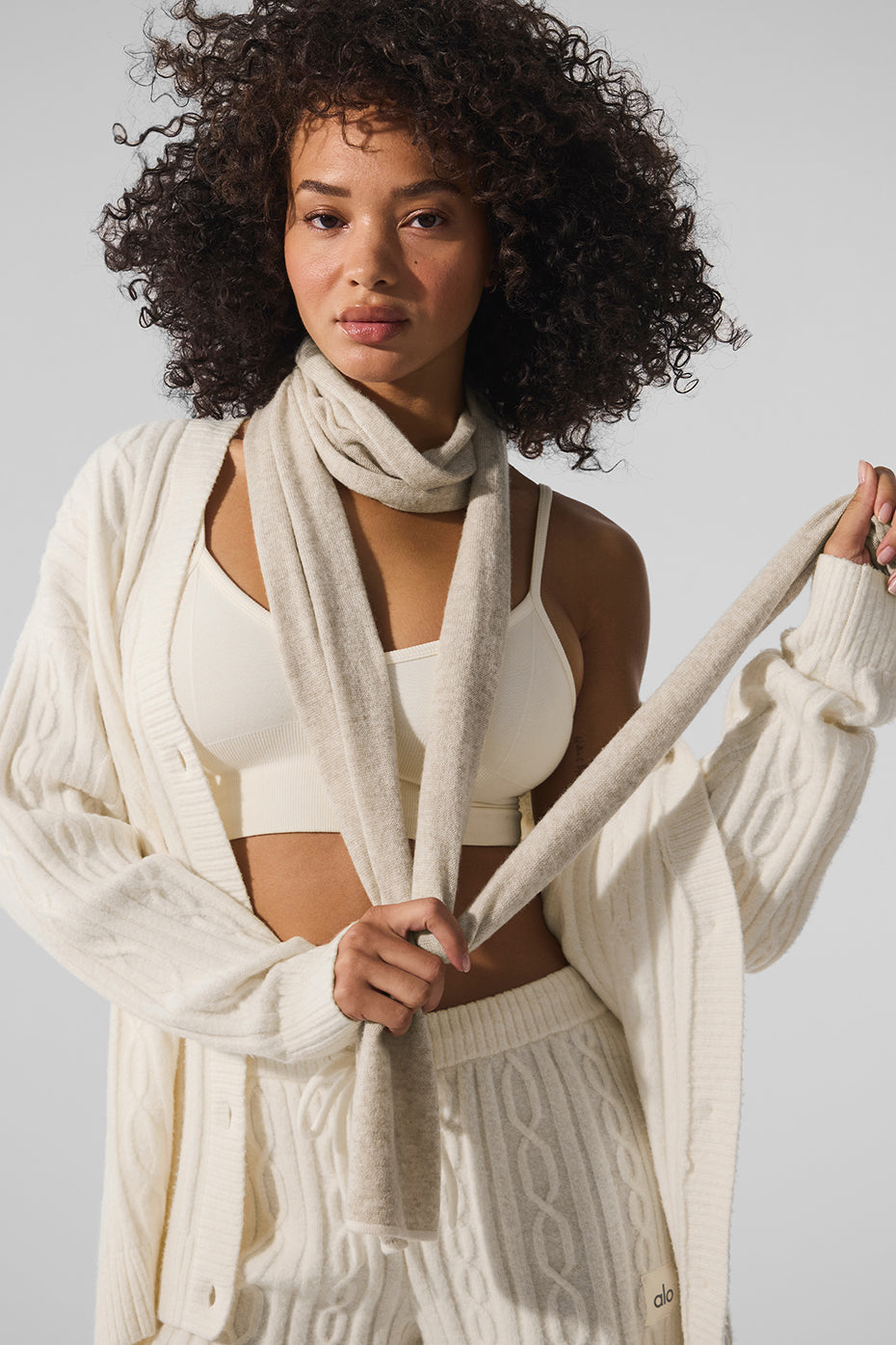 Cashmere Light Frosted Scarf - Winter Latte/Ivory--0