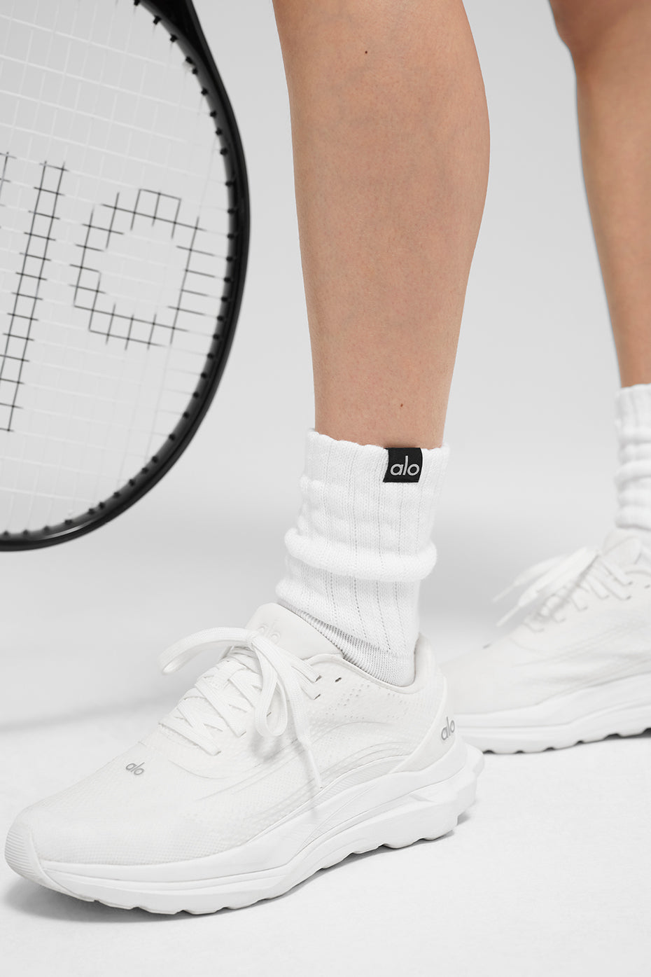 Unisex Half-Crew Scrunch Sock - White--1