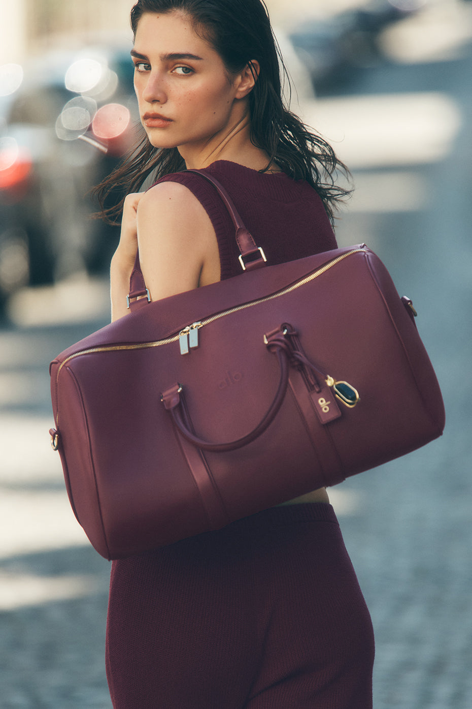 ALO Voyage Duffle - Bordeaux Leather--7