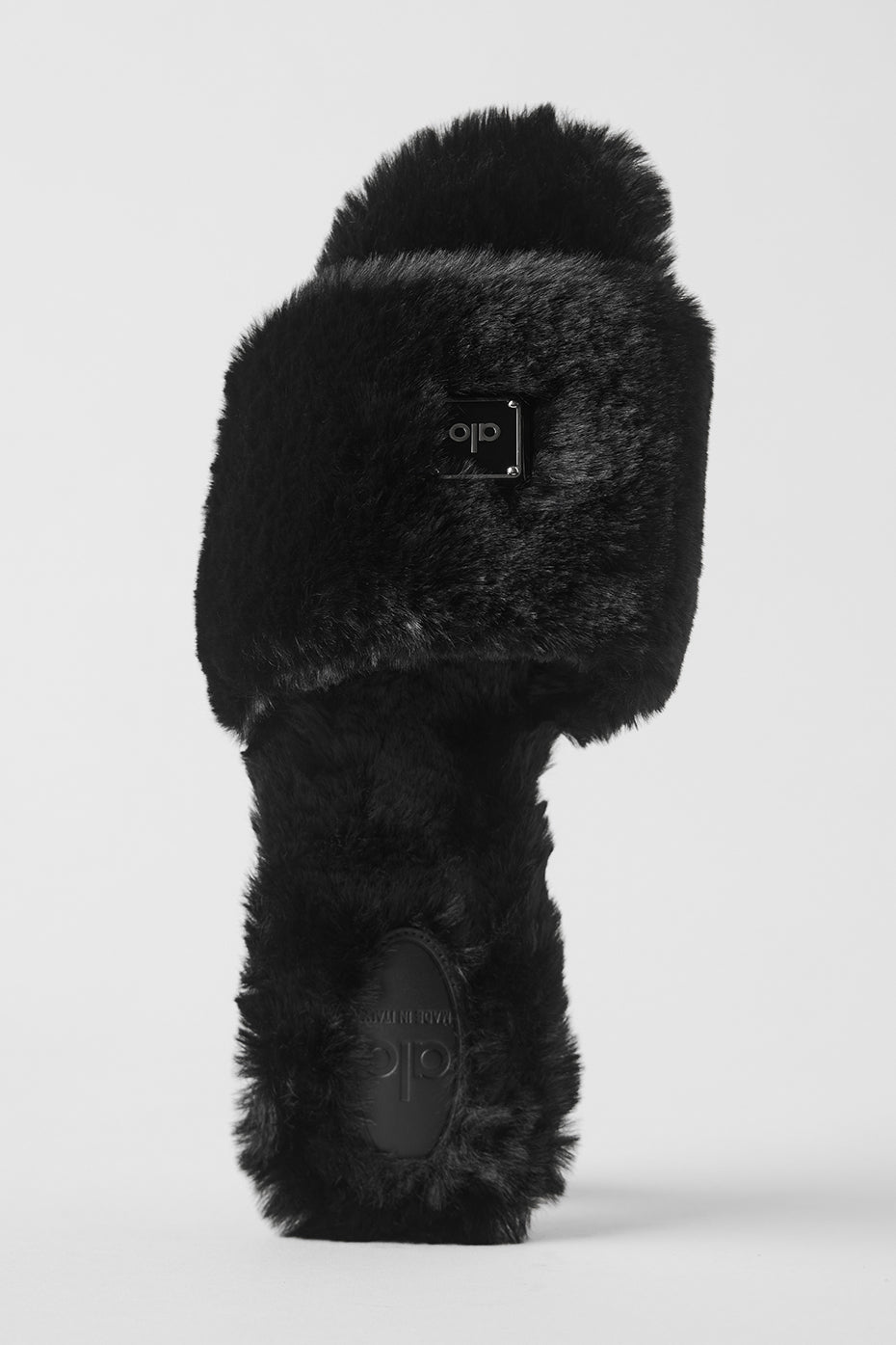 ALO Classico Faux Fur Sandal - Black--2