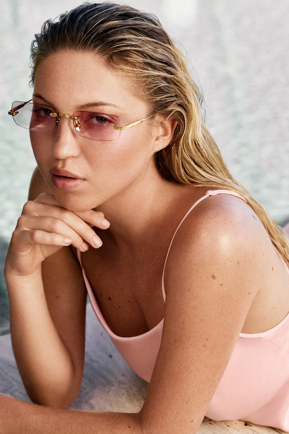 ALO Wire Frame Sunglasses - Gold/Pink Gradient--1
