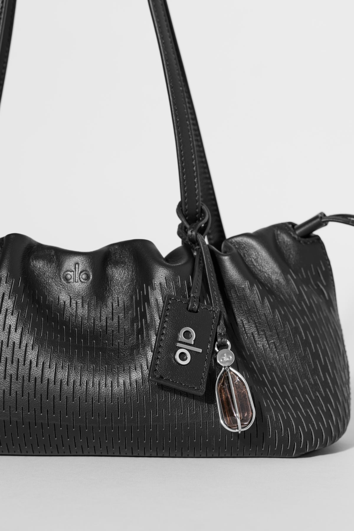 ALO Leather Mesh Mini Unwind Cinch - Black Leather Mesh--3