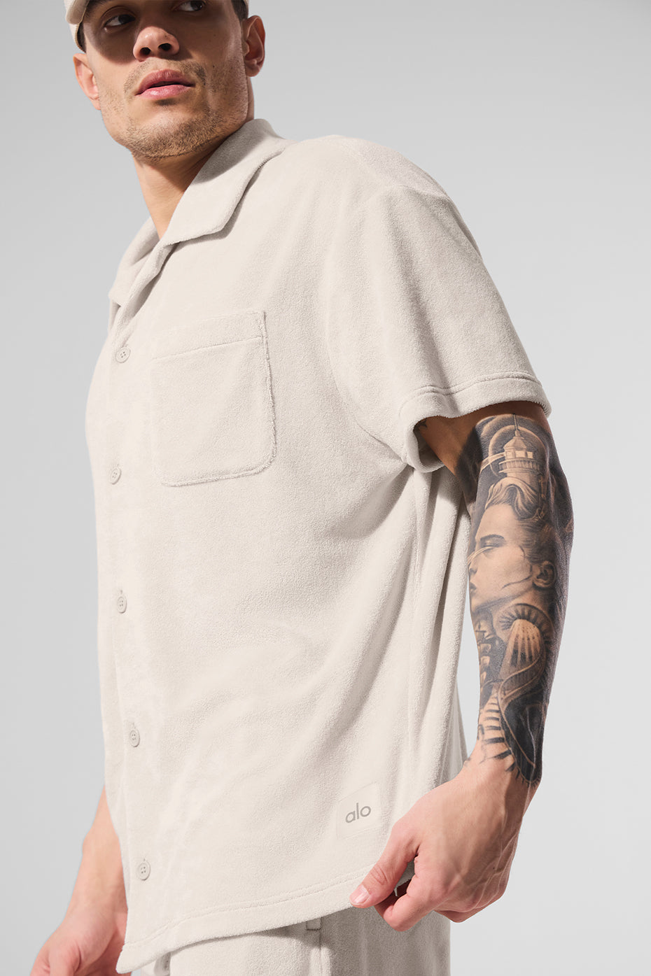 Coastal Terry Button Up - Bone--2