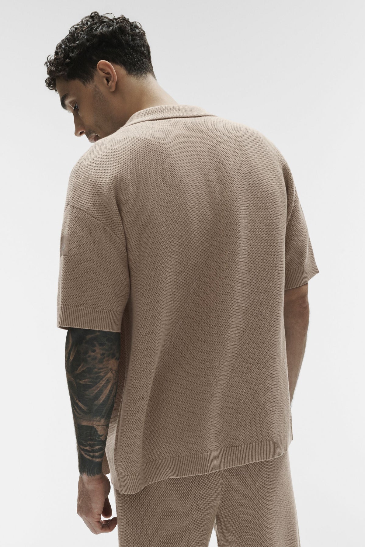 Sports Club Sweater Knit Short Sleeve Button Up - Gravel--2
