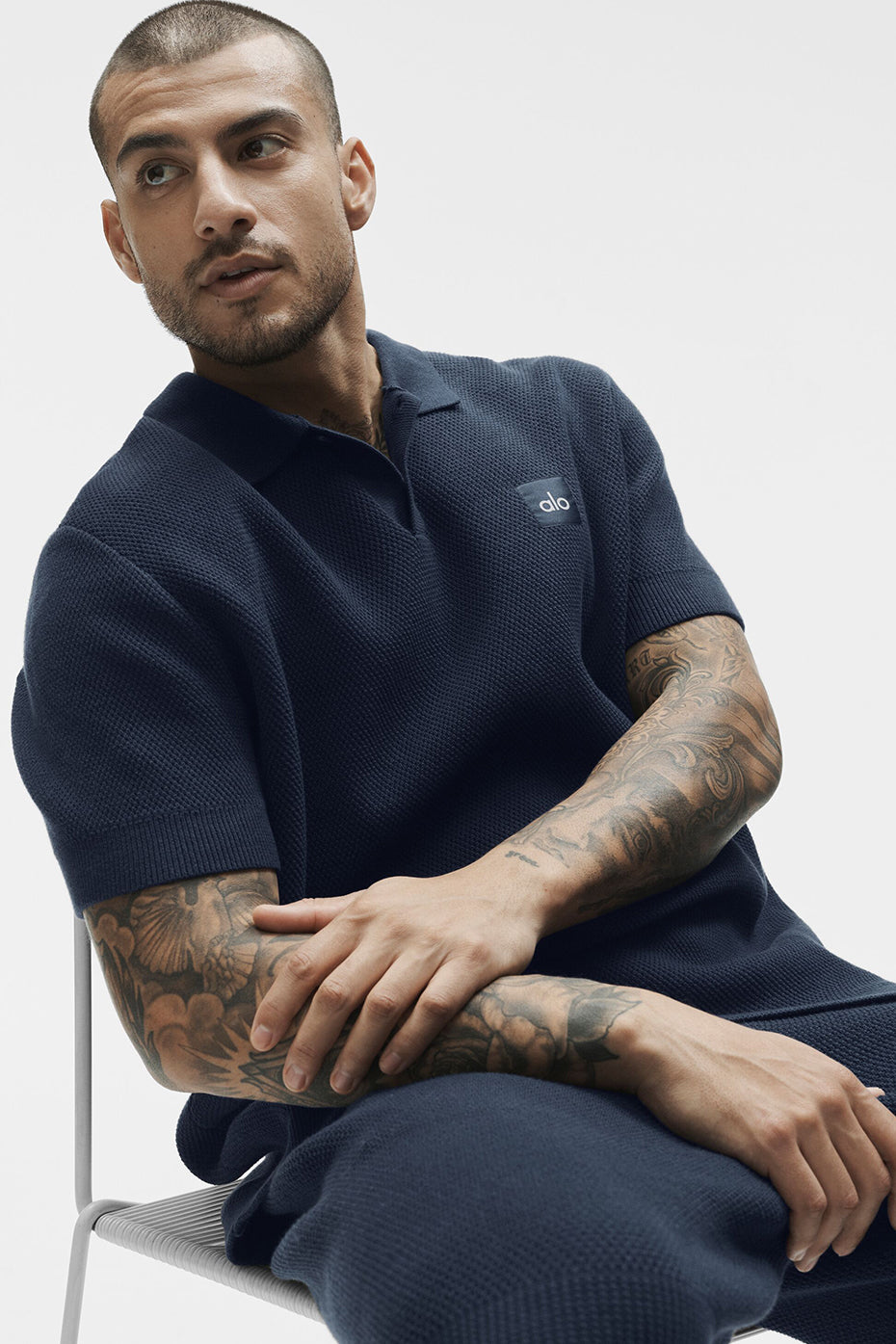 Sports Club Sweater Knit Polo - Navy--2