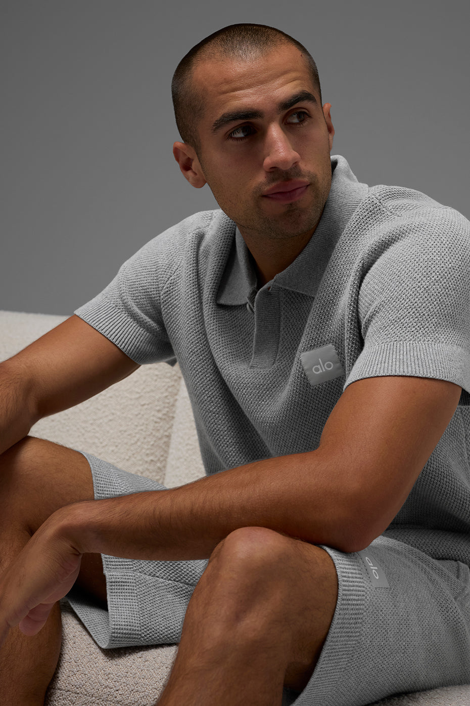 Sports Club Sweater Knit Polo - Athletic Heather Grey--3