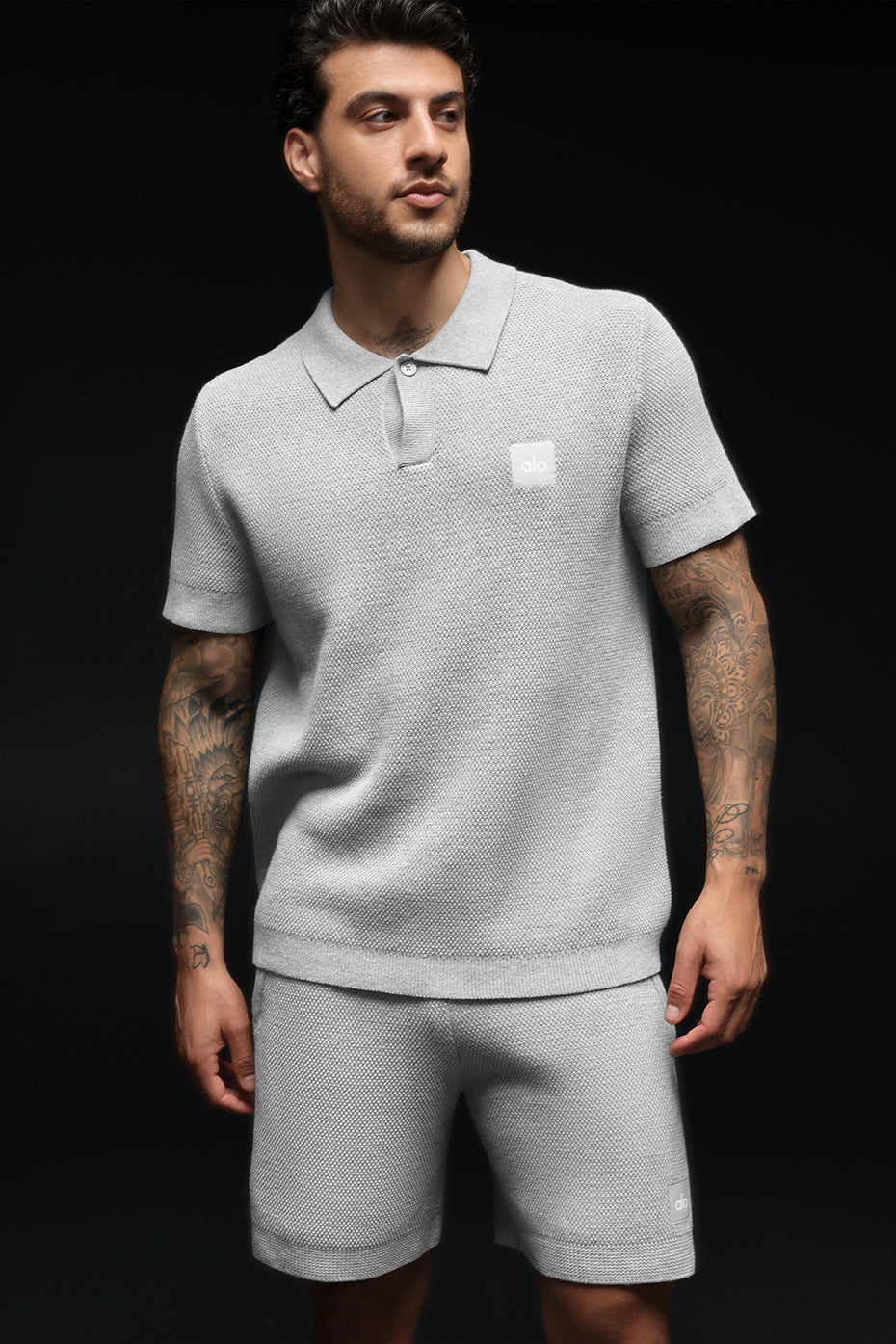 Sports Club Sweater Knit Polo - Athletic Heather Grey--4