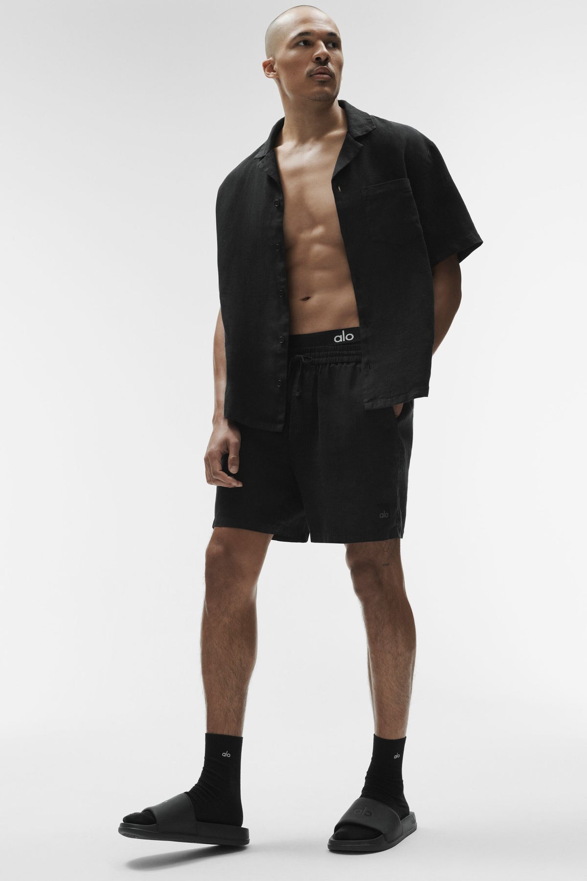 Linen Days Short Sleeve Button Up - Black--4