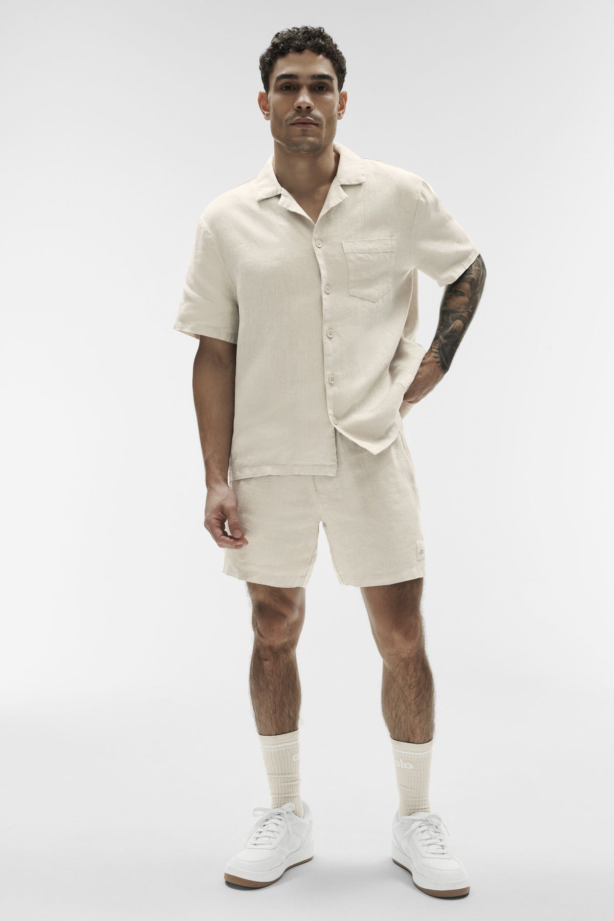 Linen Days Short Sleeve Button Up - Bone--4