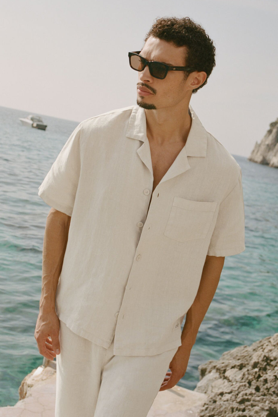 Linen Days Short Sleeve Button Up - Bone--0
