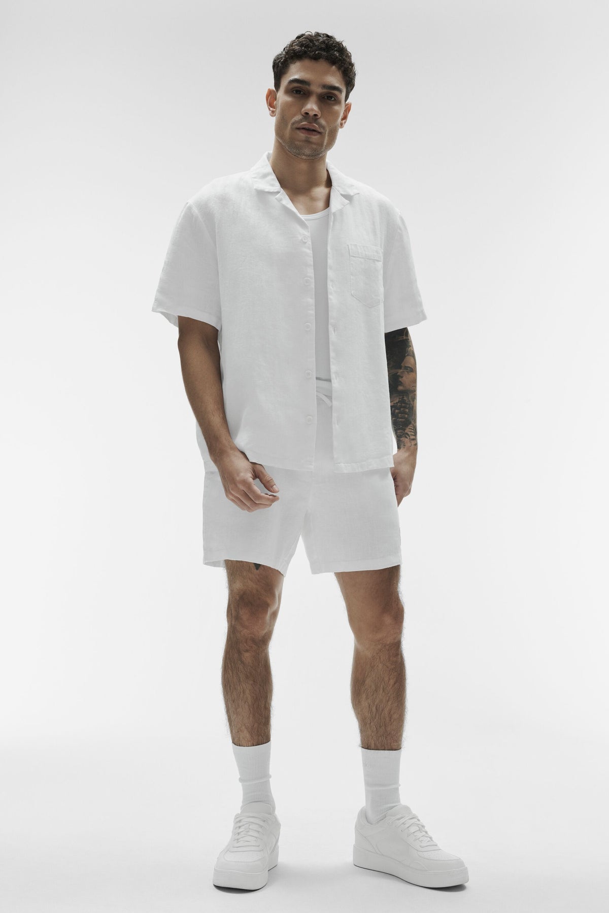 Linen Days Short Sleeve Button Up - White--3