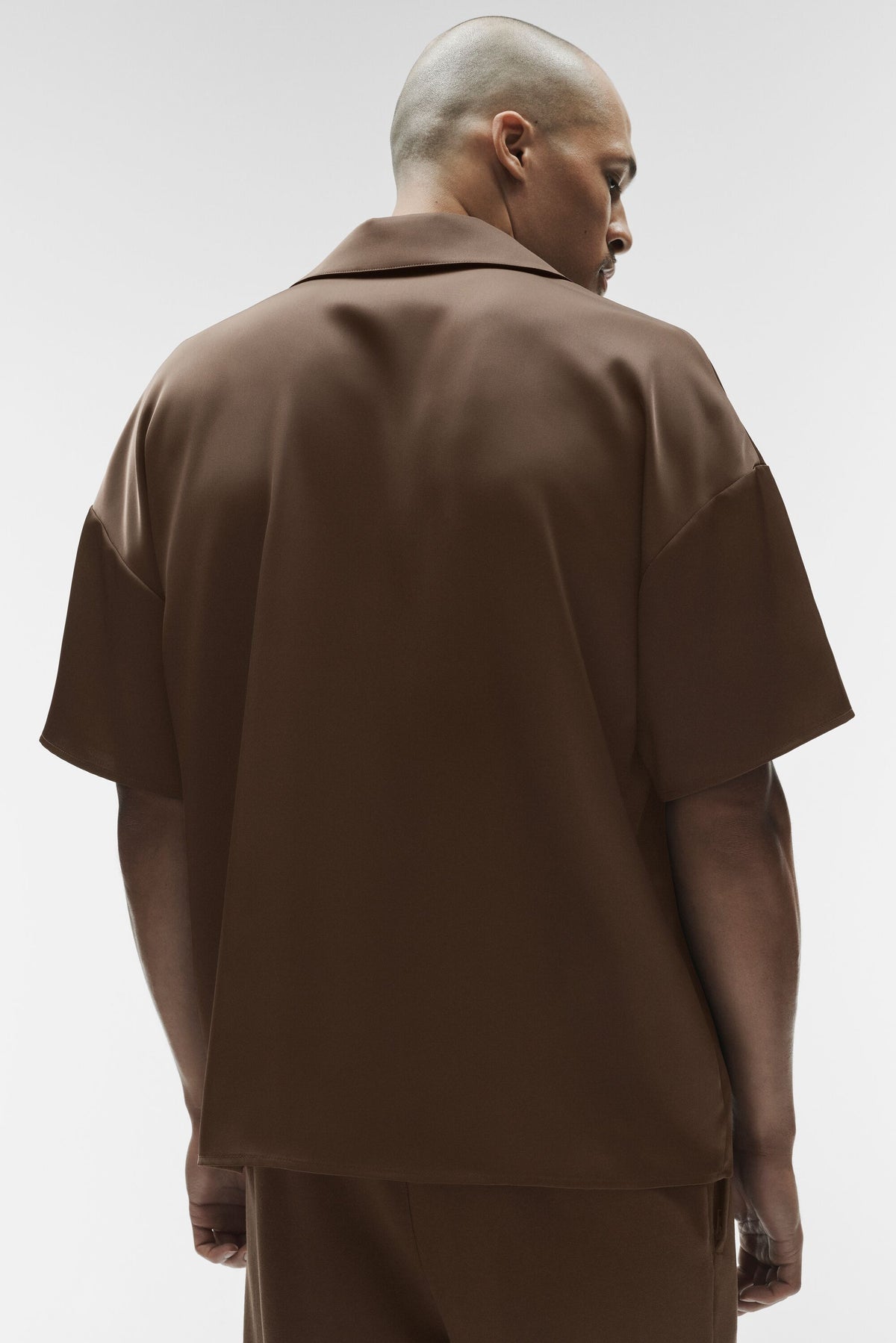 Satin Horizon Short Sleeve Button Up - Espresso--2