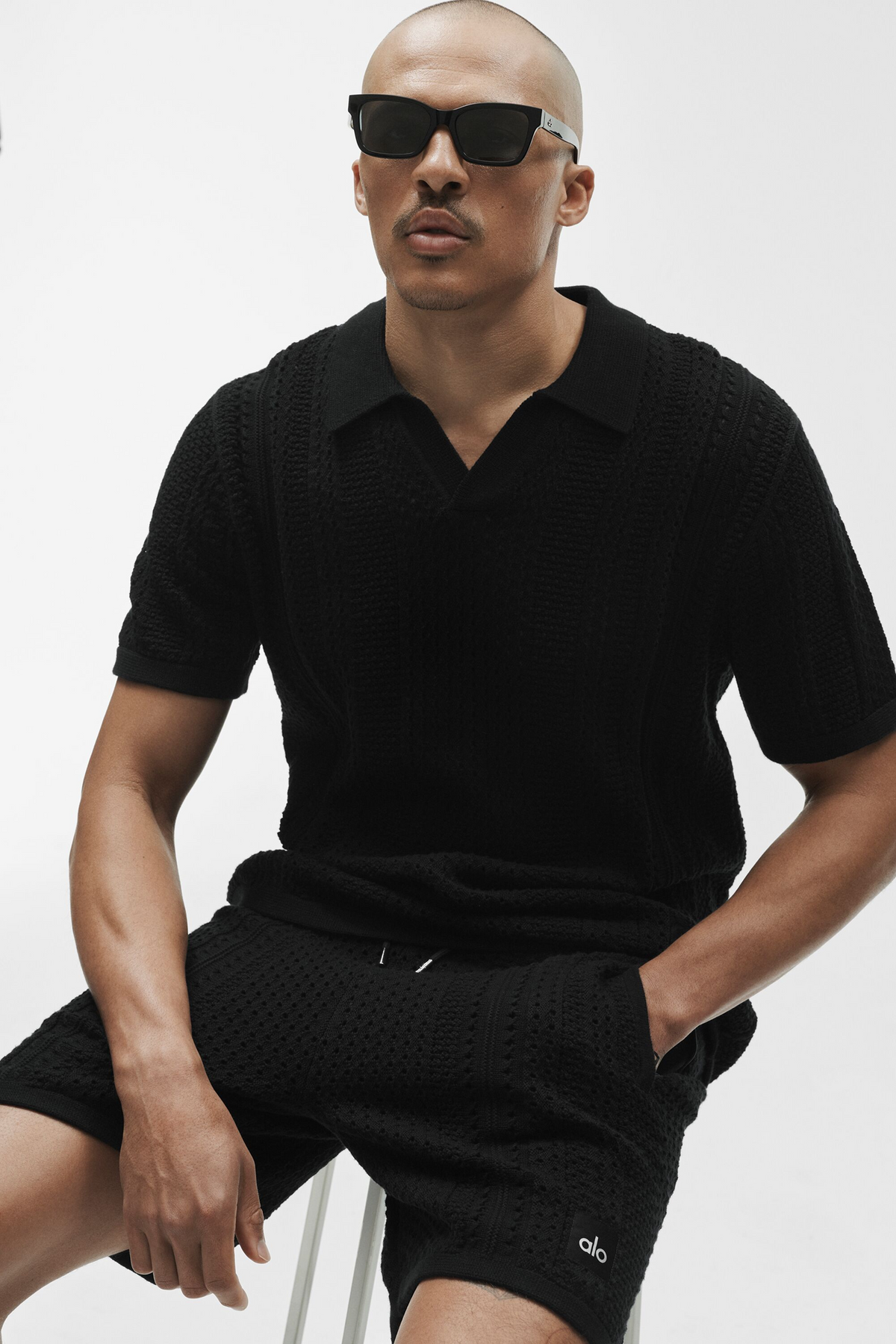 Coastline Knit Short Sleeve Polo - Black--4