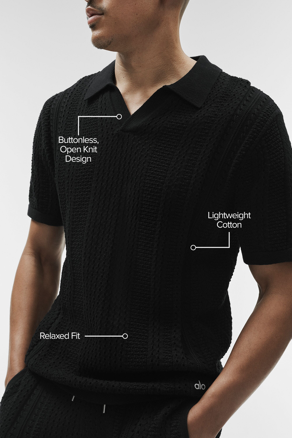 Coastline Knit Short Sleeve Polo - Black--1