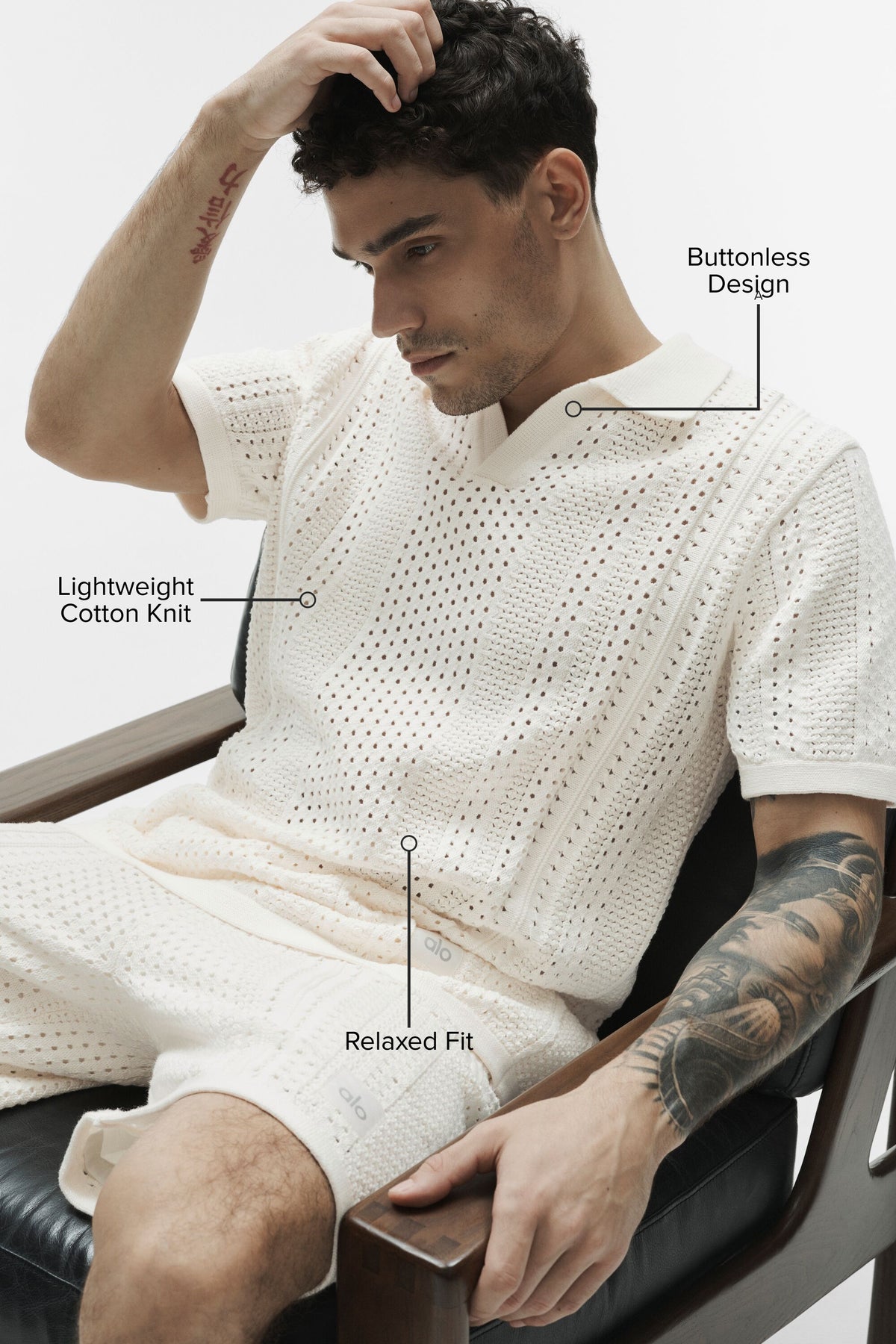 Coastline Knit Short Sleeve Polo - Ivory--1