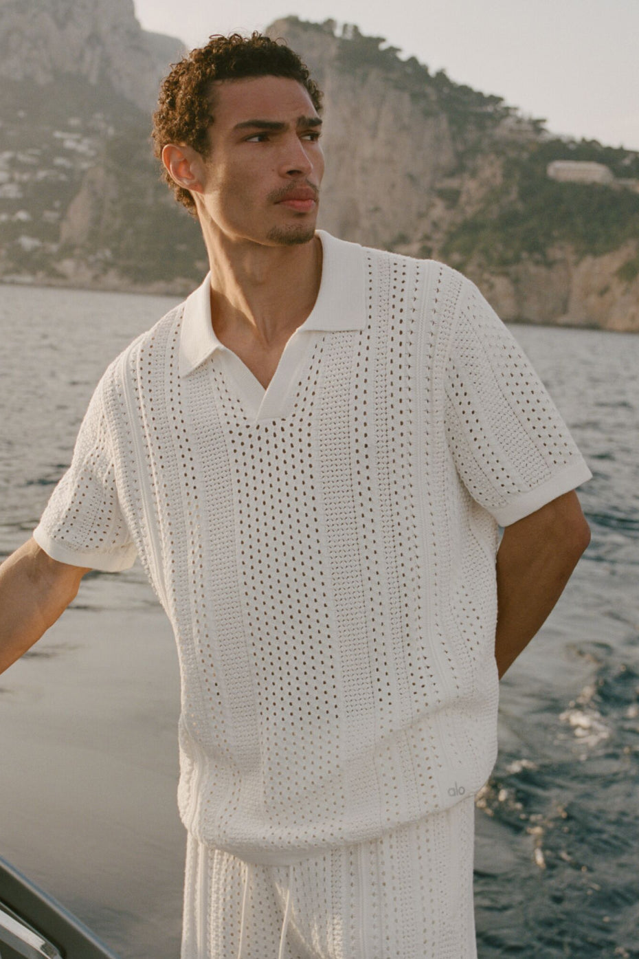 Coastline Knit Short Sleeve Polo - Ivory--0