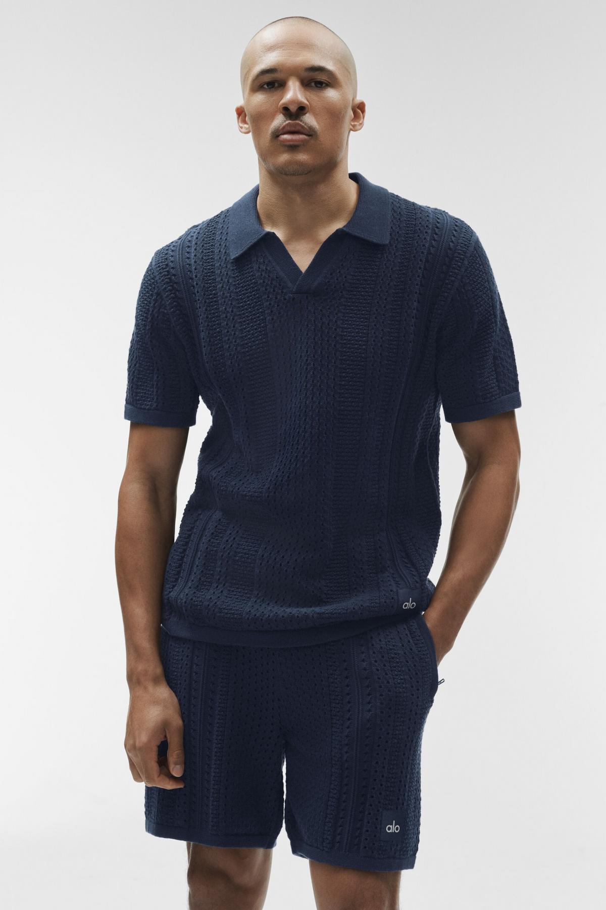 Coastline Knit Short Sleeve Polo - Navy--2