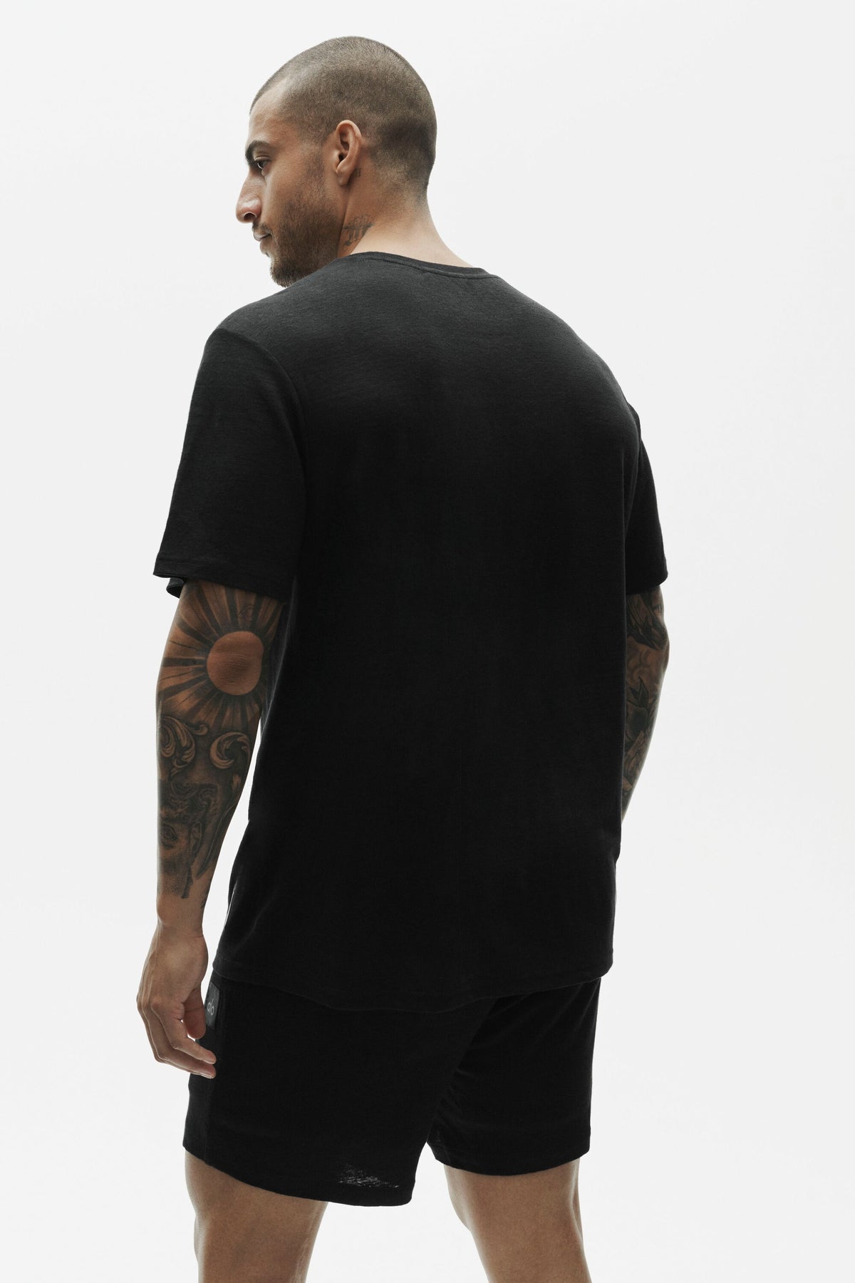 Linen Jersey Coastal Short Sleeve Tee - Black--3