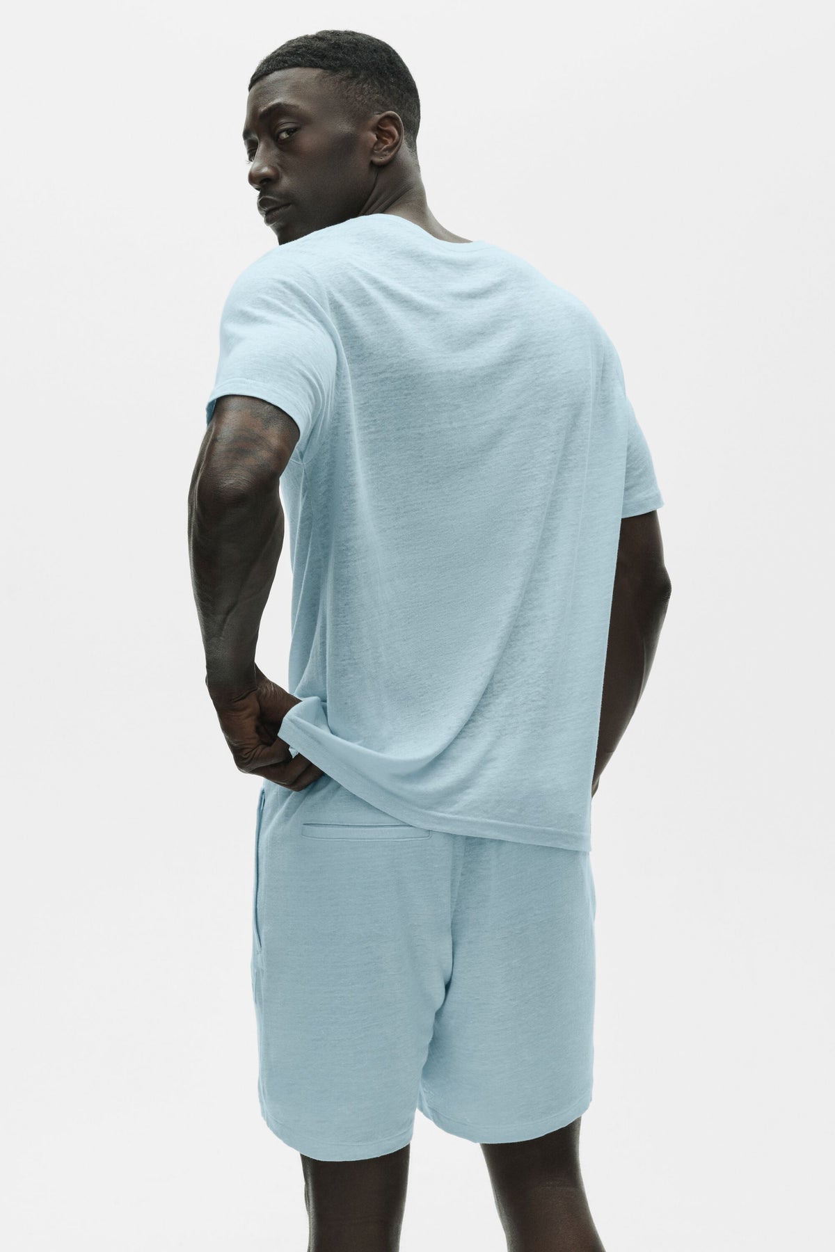 Linen Jersey Coastal Short Sleeve Tee - Seaside Blue--3