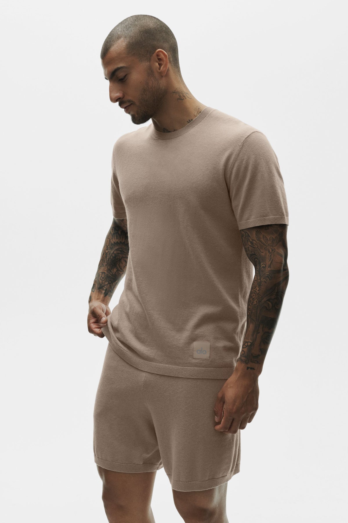 Cotton Cashmere Ever Soft Short Sleeve Crew - Gravel--2