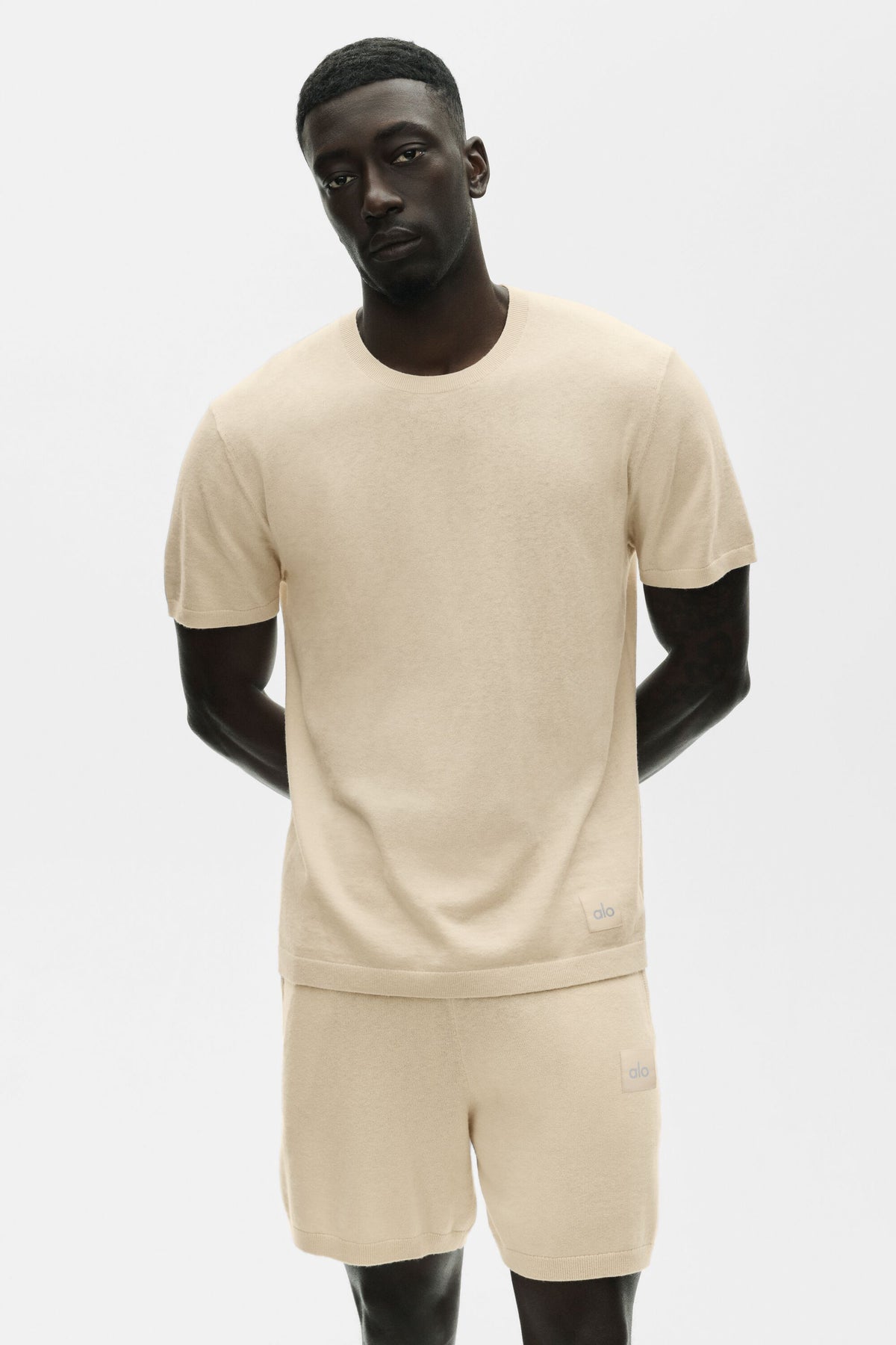 Cotton Cashmere Ever Soft Short Sleeve Crew - Sandy Beige--2