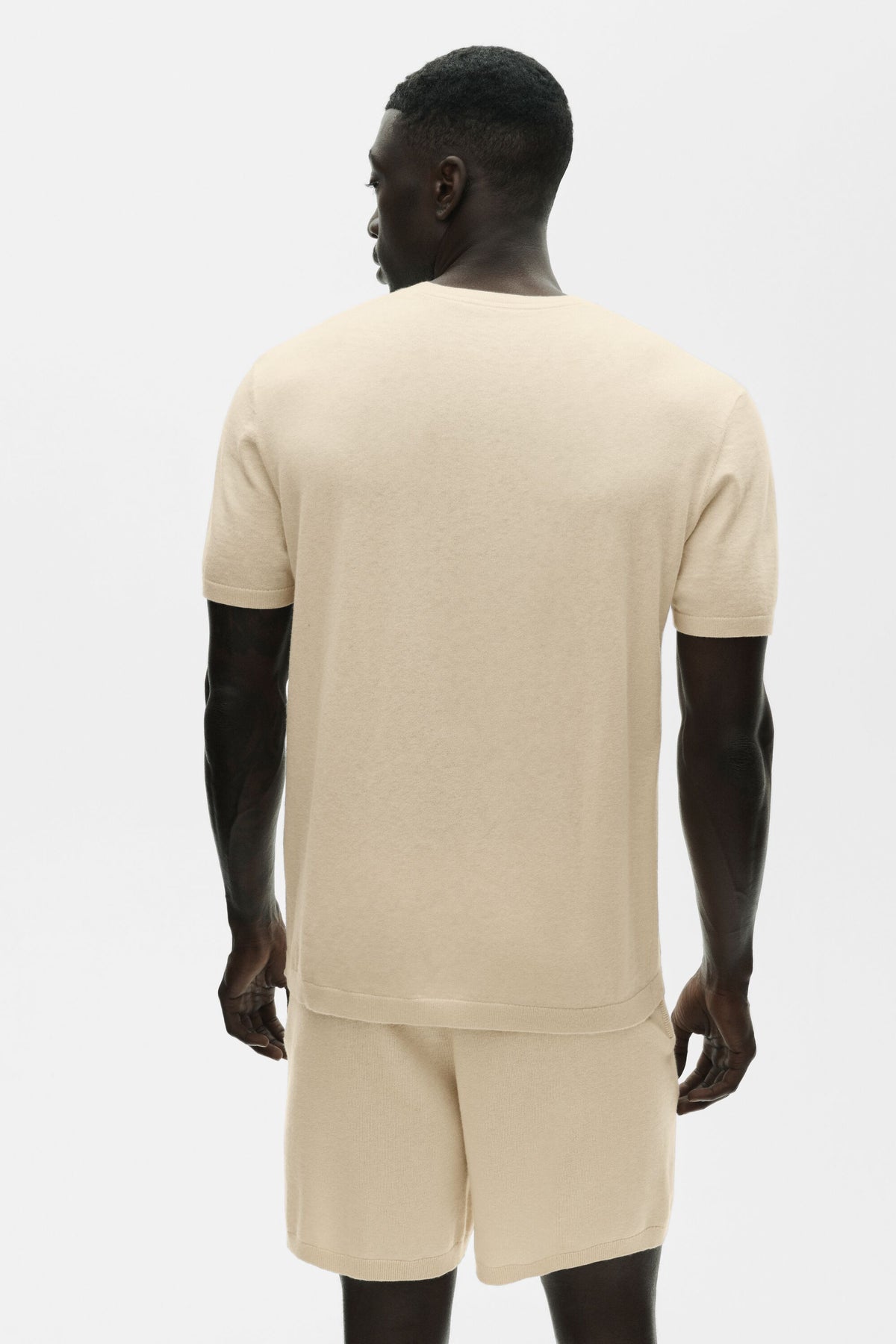 Cotton Cashmere Ever Soft Short Sleeve Crew - Sandy Beige--1