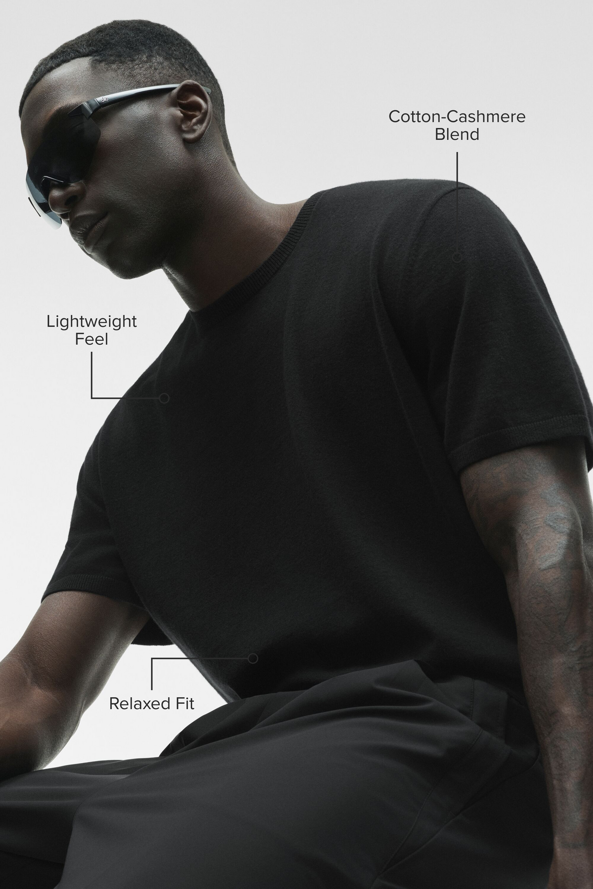 Cotton Cashmere Ever Soft Short Sleeve Crew - Black--1