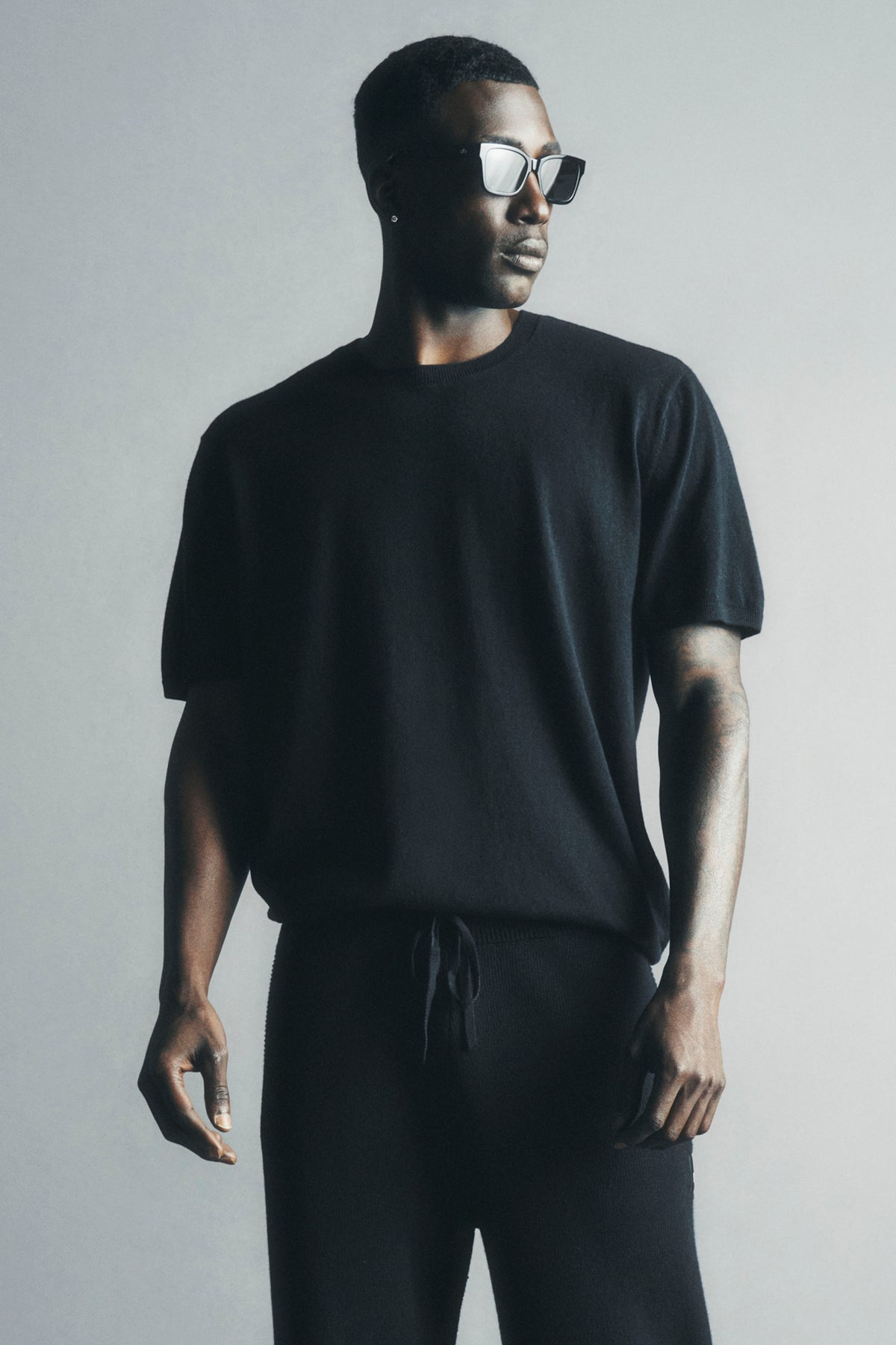 Cotton Cashmere Ever Soft Short Sleeve Crew - Black--0