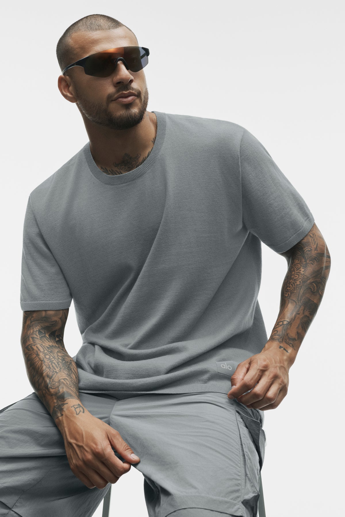 Cotton Cashmere Ever Soft Short Sleeve Crew - Monument--2
