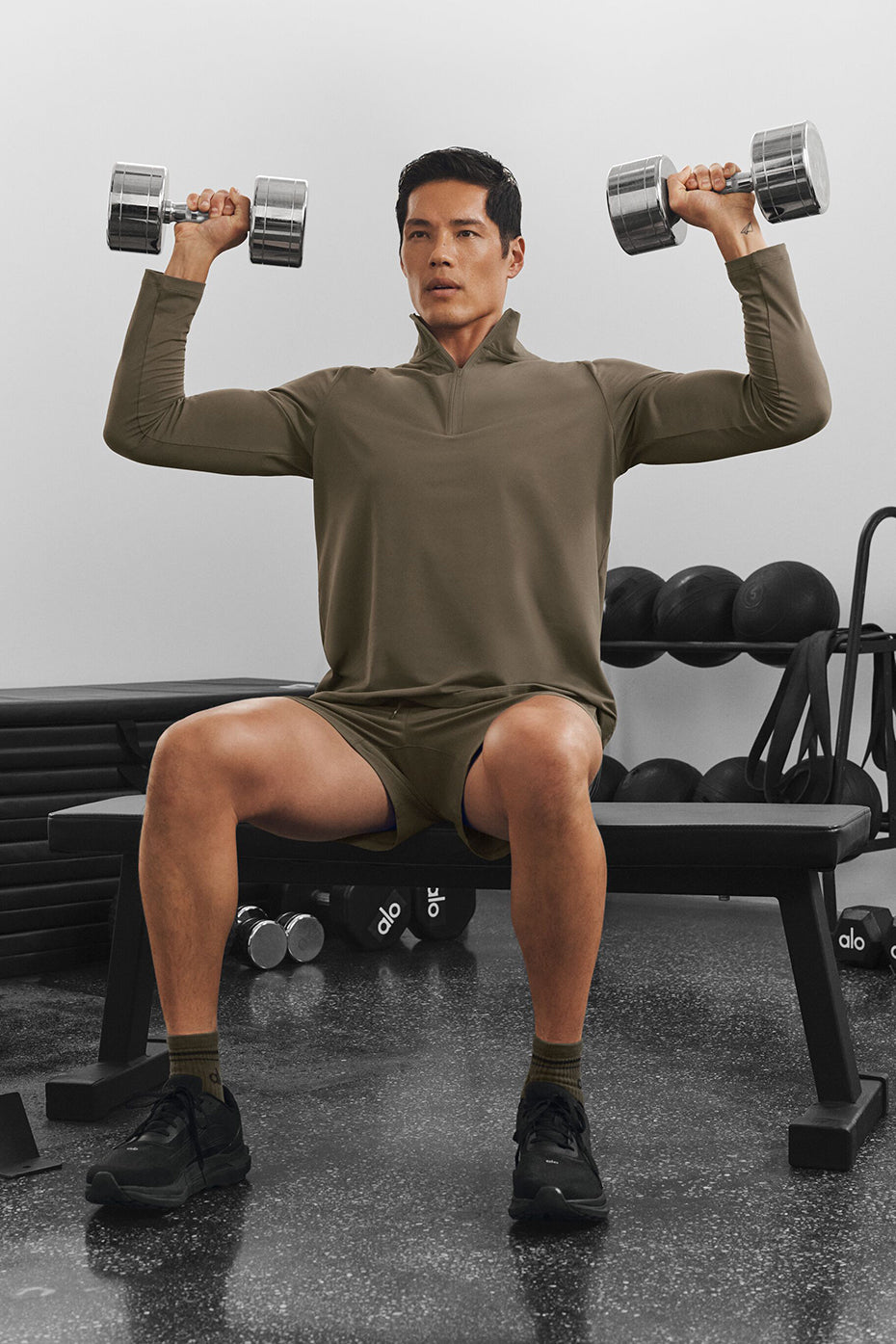 Conquer 1/4 Zip Reform Long Sleeve - Olive Tree--0