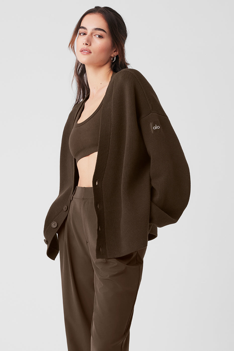 Scholar Cardigan Sweater - Espresso--2