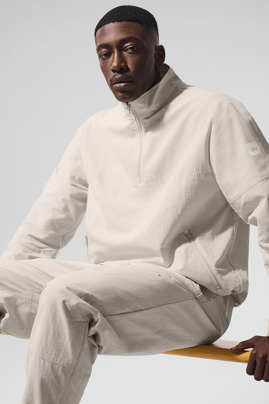 Light Weight Takeaway Track Pullover - Bone--4