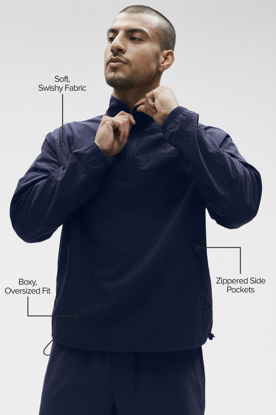 Light Weight Takeaway Track Pullover - Navy--1