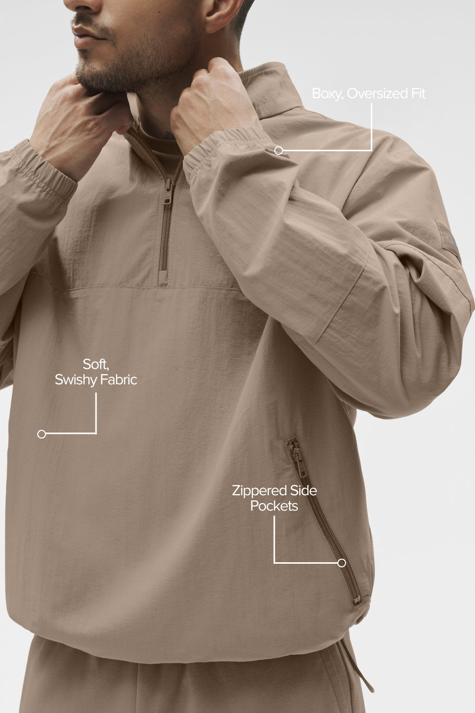 Light Weight Takeaway Track Pullover - Gravel--1