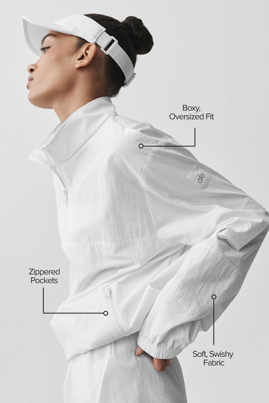 Light Weight Takeaway Track Pullover - White--1