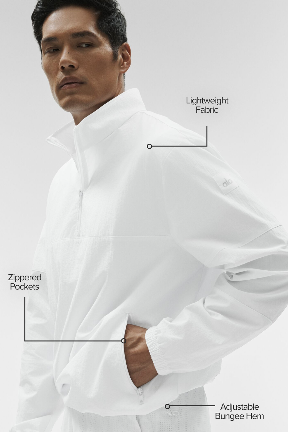 Light Weight Takeaway Track Pullover - White--1