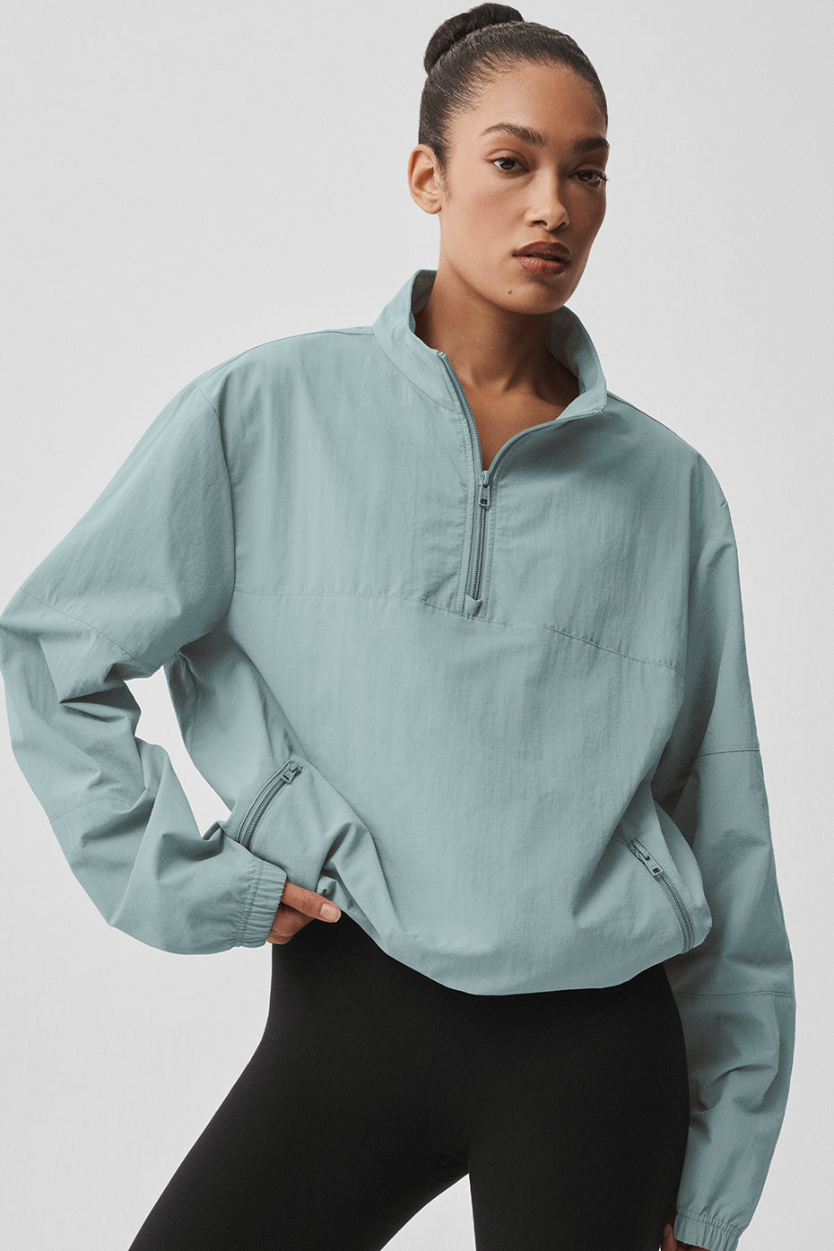 Light Weight Takeaway Track Pullover - Desert Sage--0