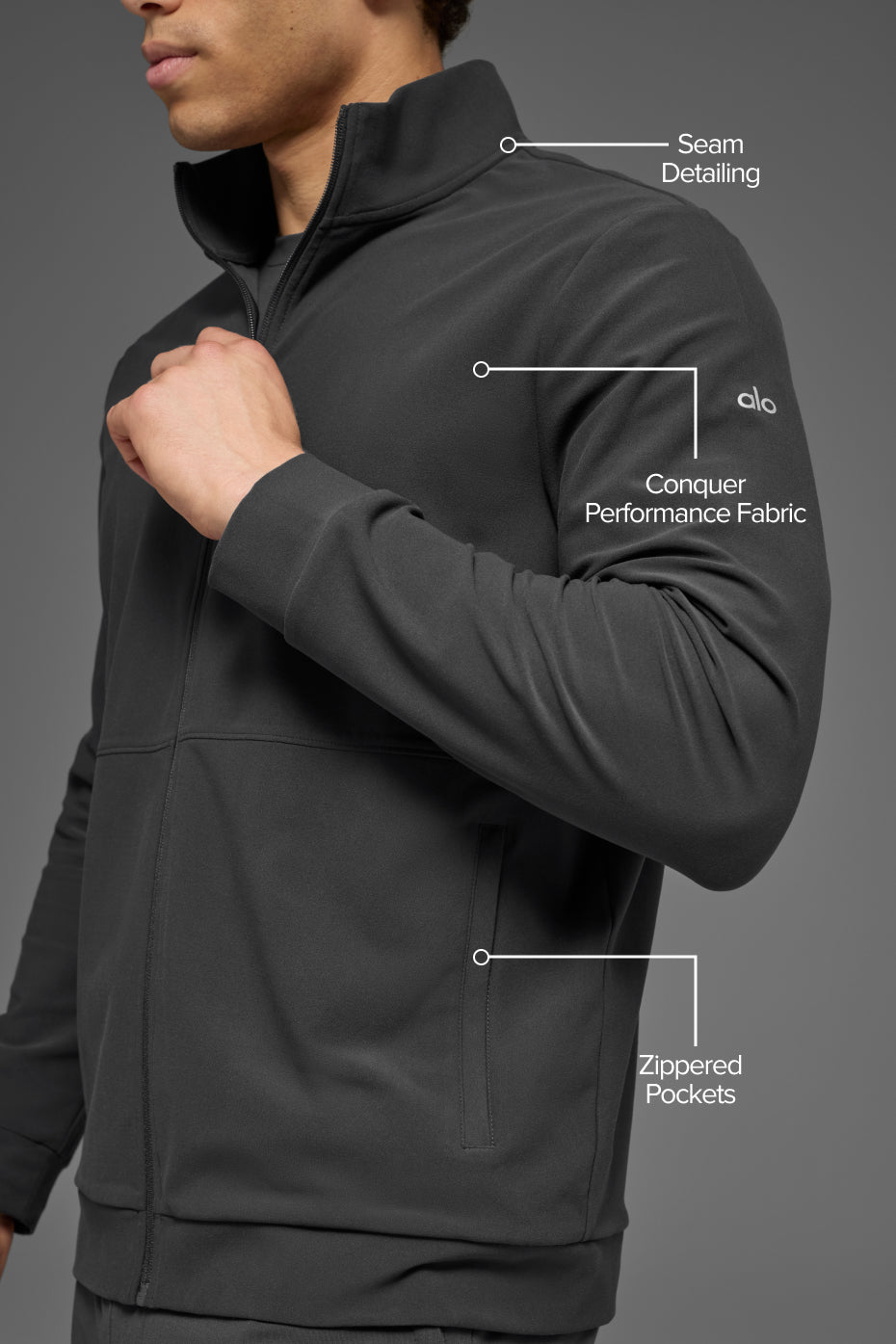 Conquer Max Mock Neck Full Zip - Anthracite--1
