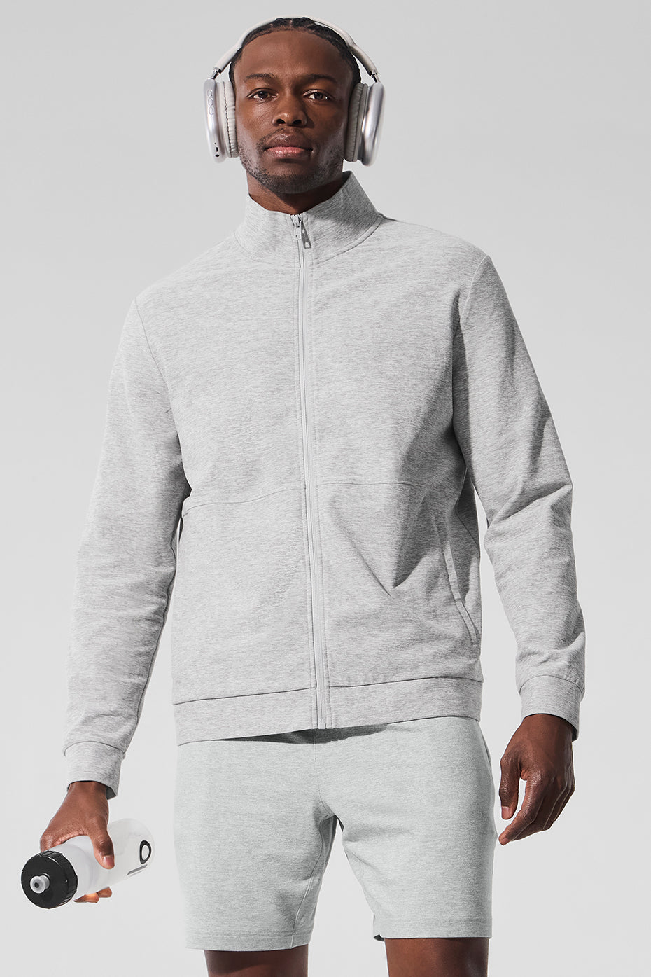 Conquer Max Mock Neck Full Zip - Athletic Heather Grey--0
