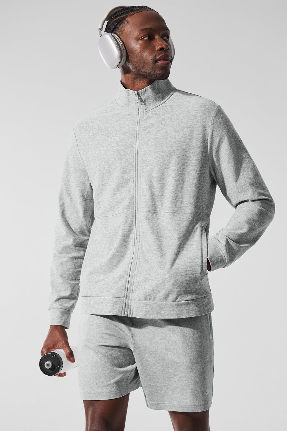 Conquer Max Mock Neck Full Zip - Athletic Heather Grey--4